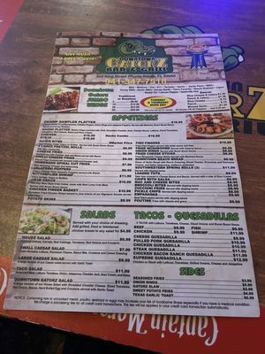 Downtown Gatorz Bar And Grill menu 1